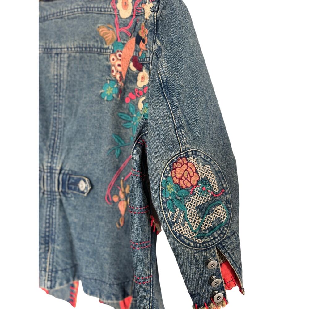 Marc Jacobs Vintage Embroidered Denim Jacket Boho Floral Size 6 - Picture 8 of 9